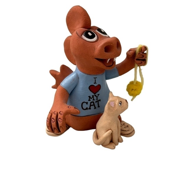 Dragon Works Clay Dragon With Cat - Picture 2 of 7